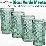 Pack 4 Vasos Altos 13,9cm./330ml. Vista Alegre BICOS / PICOS VERDE MENTA