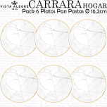 Juego de 6 Platos Pan Pastas marmol colección CARRARA Vista Alegre
