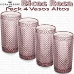 Pack 4 Vasos Altos 13,9cm./330ml. Vidrio Vista Alegre PICOS / BICOS ROSA