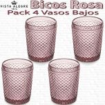 Pack 4 Vasos Bajos 10,7cm./280ml. Vidrio Vista Alegre PICOS / BICOS ROSA