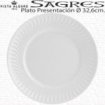 SAGRES Bajo Plato Presentación Fuente Redonda Llana Vista Alegre Porcelana Blanca