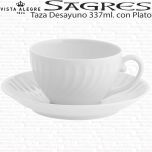 SAGRES Vista Alegre Tazas Desayuno con Plato Porcelana