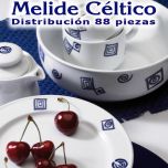 Celtico es una vajilla de Pontesa Santa Clara, fabricada para uso diario, la composición de 88 piezas dispone de todas las piezas que una familia puede necesitar en su hogar.