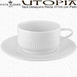 UTOPIA Taza Desayuno Recta Apilable con Plato Vista Alegre Porcelana Origami relieve