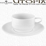 UTOPIA Taza Té - Café / Leche recta apilable con Plato Vista Alegre Porcelana decorado origami