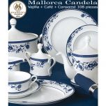 Vajilla Santa Clara barata Mallorca Candela 108 piezas con Juego Café y 12 Tazas Consome con Plato