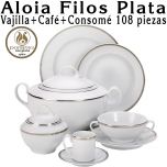 Aloia Filos Plata Pontesa 108 piezas Vajilla + Café + Consomé