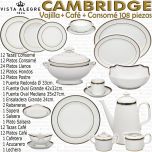 Vista Alegre Vajilla Cambridge con servicio de Café completo y 12 Tazas de Consomé con Plato