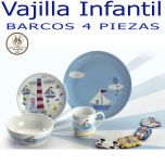 Vajilla infantil para niño dibujo barcos de Santa Clara Pontesa, 4 piezas