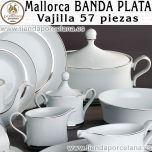 Vajilla completa Santa Clara Mallorca Banda Plata 57 piezas