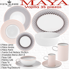 Vajilla MAYA Vista Alegre 35 piezas con servicios café té y desayuno