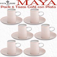 Juego 6 Tazas Café con Plato Vista Alegre MAYA