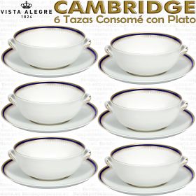 Tazas Consomé con Plato juego 6 servicios 12 piezas Cambridge Vista Alegre