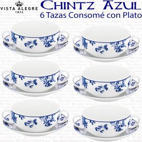 Vista Alegre CHINTZ Juego Consomé 6 servicios (12 piezas) 6 Tazas Consomé + 6 Platos Consomé modernos