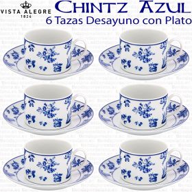 Set 6 Tazas Desayuno con Plato Vista Alegre CHINTZ