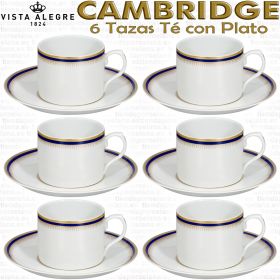 Cambridge Vista Alegre, juego de 6 Tazas de Té con Plato