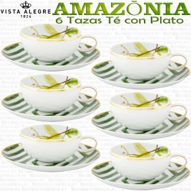 Juego 6 Tazas Té con Plato 12 piezas Vista Alegre AMAZONIA