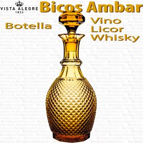 Botella Vino - Licor - Whisky Vidrio Vista Alegre Bicos / Picos AMBAR