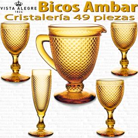 Bicos AMBAR Vista Alegre Cristalería + Jarra Agua 49 piezas