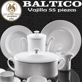 Vajilla 55 piezas Porcelanas Pontesa Baltico Blanco