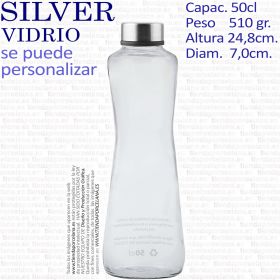 Botella Cristal Vidrio SILVER 50cl tipo Golden ionfilter,
Botellas de cristal y vidrio personalizadas y vitrificadas, vidriadas a 600ºC para hosteleria, cafeterias, restaurantes, hoteles horeca y empresas.