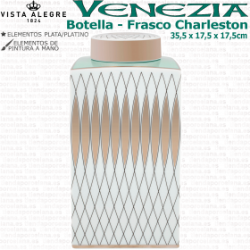 Botella Frasco Charleston VENEZIA Verde y Plata Vista Alegre