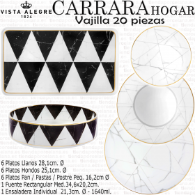 CARRARA Hogar Vajilla 20 piezas Vista Alegre 