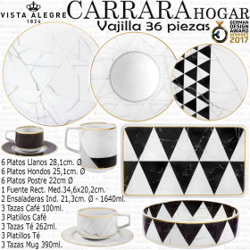 Vajilla CARRARA HOGAR Vista Alegre moderna 36 piezas