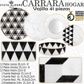 Carrara Vajilla Vista Alegre 41 piezas diseño imitación mármol