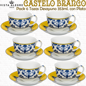 Set 6 Tazas Desayuno con Plato CASTELO BRANCO Vista Alegre