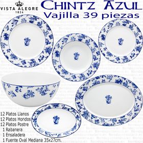 Chintz Vista Alegre Flor Azul Vajilla 39 piezas