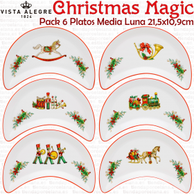 Juego 6 Platos Media Luna Ensalada Navidad Vista Alegre CHRISTMAS MAGIC