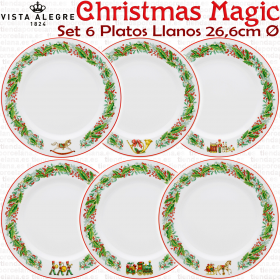 Christmas Magic Navidad colección 6 Platos Llanos Vista Alegre