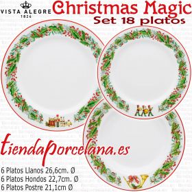 CHRISTMAS MAGIC Vista Alegre set 18 platos llanos hondos y postres