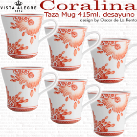 Juego de 6 Tazas Mug CORALINA Oscar de la Renta Vista Alegre