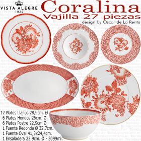 CORALINA Vajilla 27 piezas Oscar de la Renta Vista Alegre