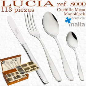 Cuberteria 113 piezas LUCIA 8000 Cruz de Malta cuchillo mesa monoblock