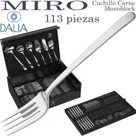 Cubertería Miró 113 piezas ref 9200 Dalia con cuchillo de carne Monoblock en estuche