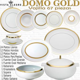 Domo Golg Oro Vista Alegre vajilla completa 66 - 67 piezas porcelana menaje mesa