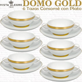 6 Tazas Consome Domo Oro Gold Vista Alegre