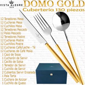 Domo Handle MattGold Cubertería 130 piezas Vista Alegre