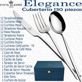 ELEGANCE Vista Alegre Cubertería 130 piezas completa en Estuche
