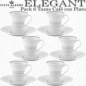 Pack 6 Tazas Café con Plato Vista Alegre ELEGANT