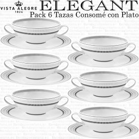 Pack 6 Tazas Consomé con Plato Vista Alegre ELEGANT