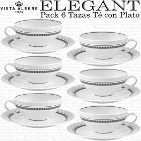 Pack 6 Tazas Té con Plato Vista Alegre ELEGANT