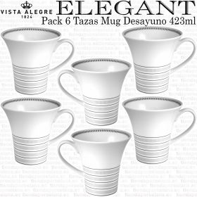 Pack 6 Tazas Mug Desayuno 423ml. Vista Alegre ELEGANT