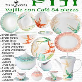 Vajilla completa FIJI Vista Alegre 84 piezas con Juego de Café