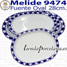 Fuente ovalada pequeña Porcelanas Pontesa Melide 9474 Azul Cobalto Vajillas Santa Clara