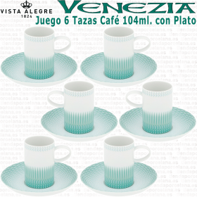 Pack 6 Tazas Café con Plato VENEZIA verde Vista Alegre