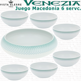 Juego Macedonia 6 servicios 7 piezas Vista Alegre VENEZIA verde